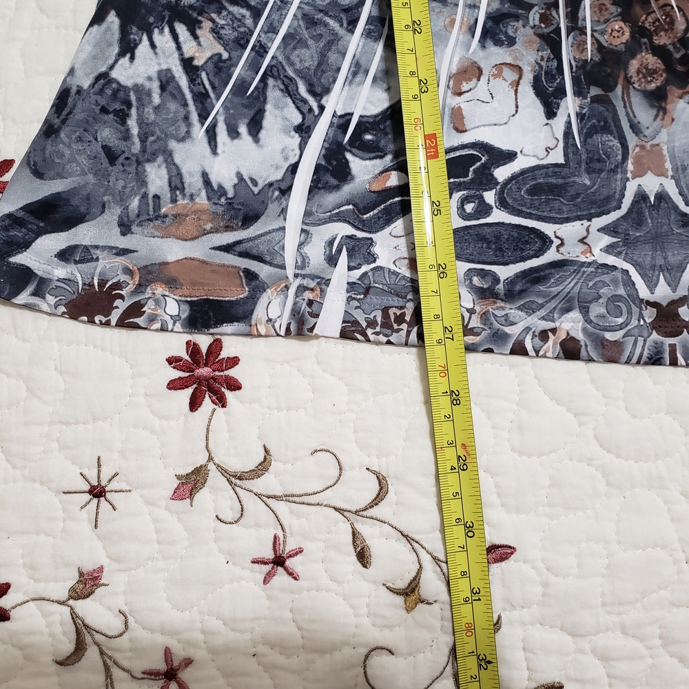 ONE WORLD Women's Floral Blouse - Blue and Tan - Picture 6 of 6